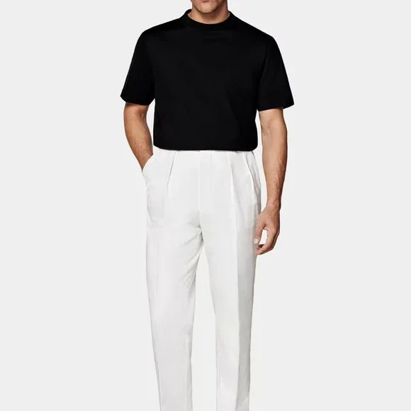 Suit Supply Off-White Pleated Mira Pants